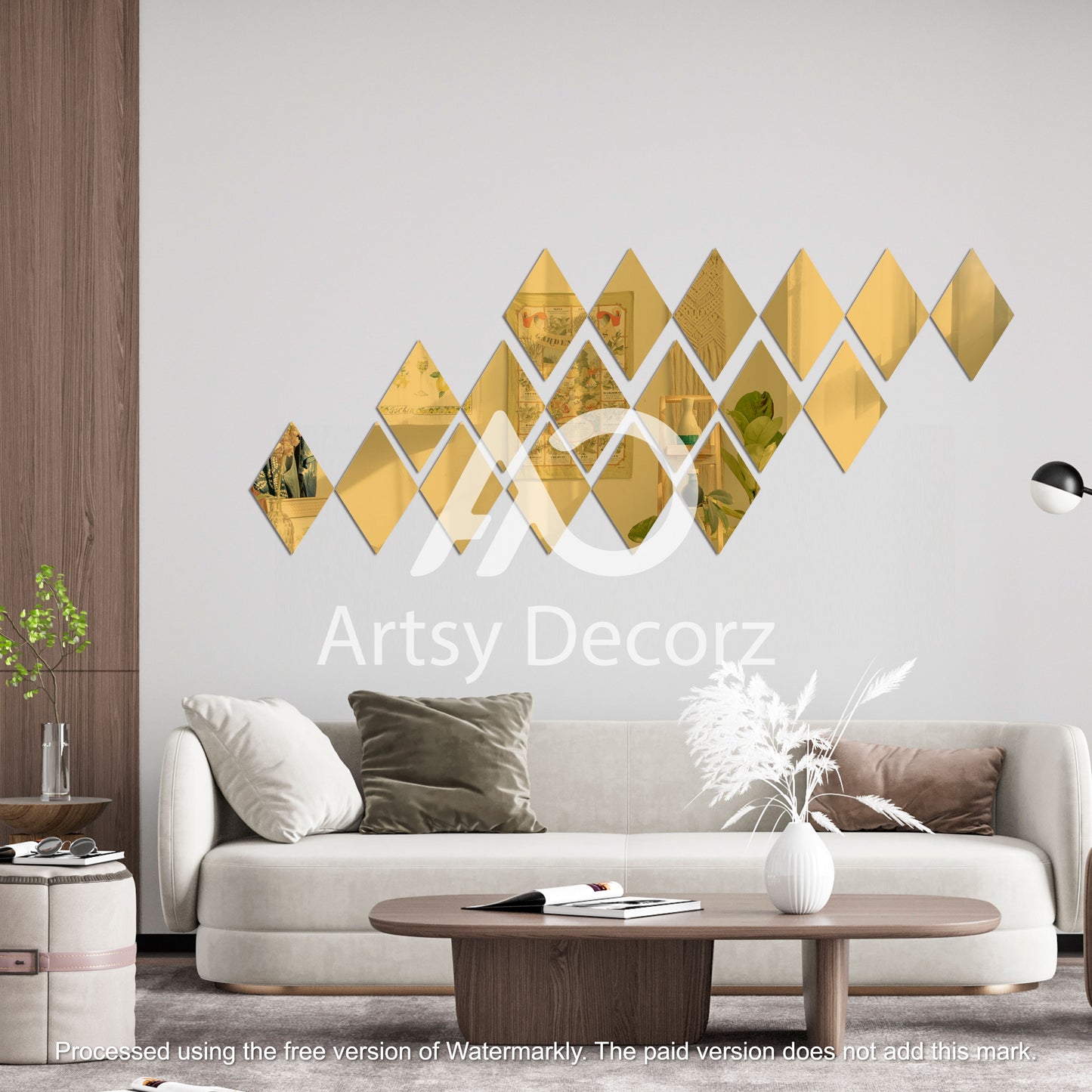 Acrylic Rhombus Mirror Wall Decor Stickers