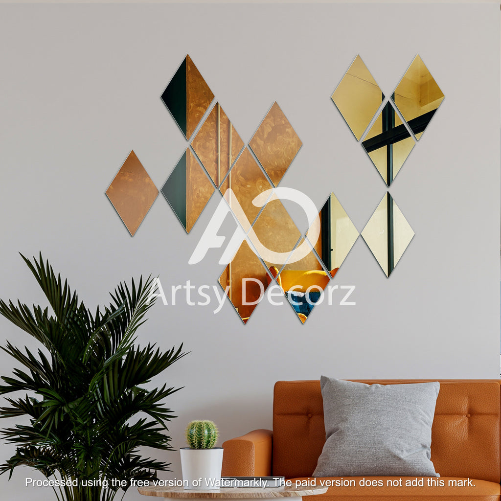 Acrylic Rhombus Mirror Wall Decor Stickers