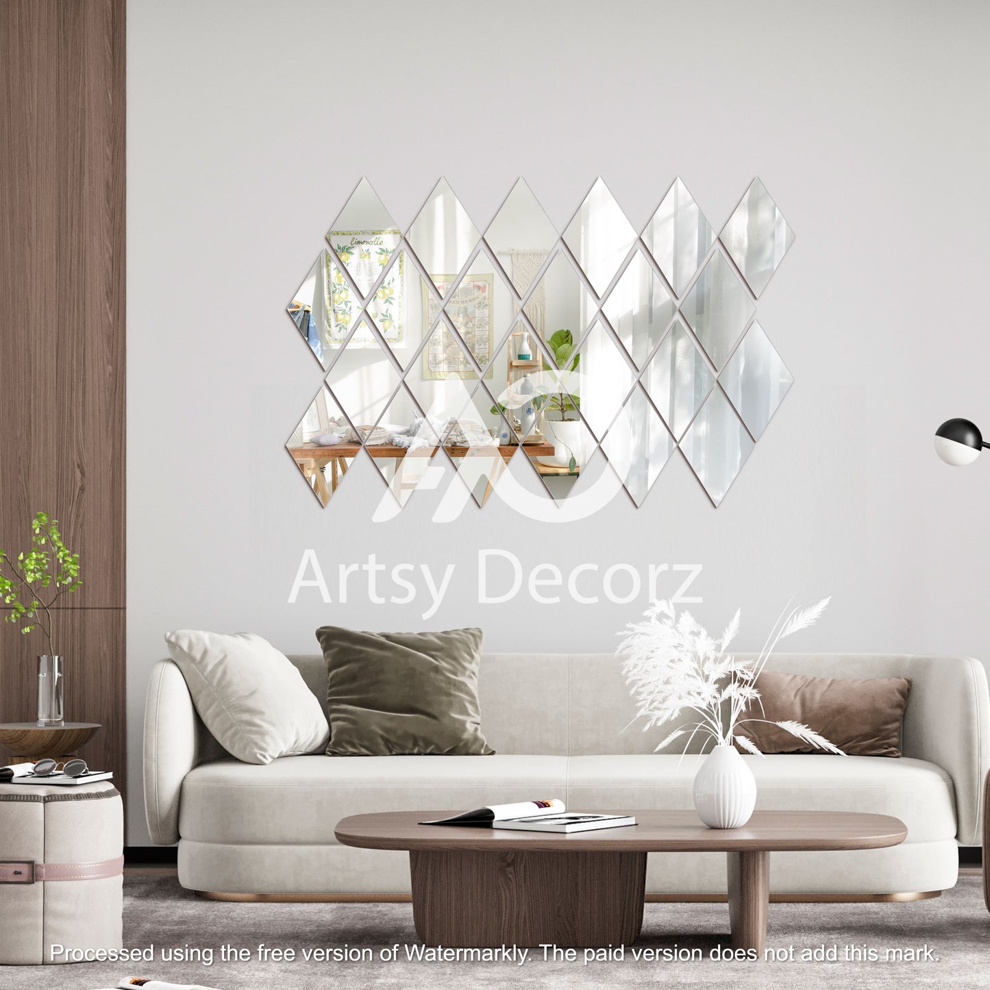 Acrylic Rhombus Mirror Wall Decor Stickers
