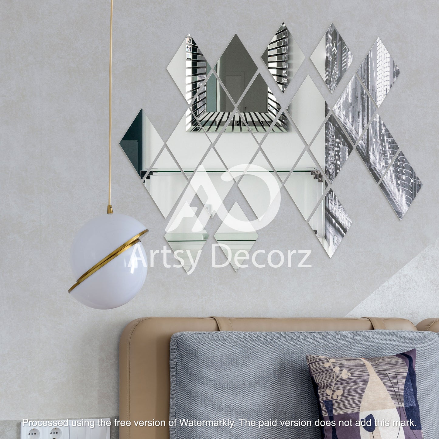 Acrylic Rhombus Mirror Wall Decor Stickers
