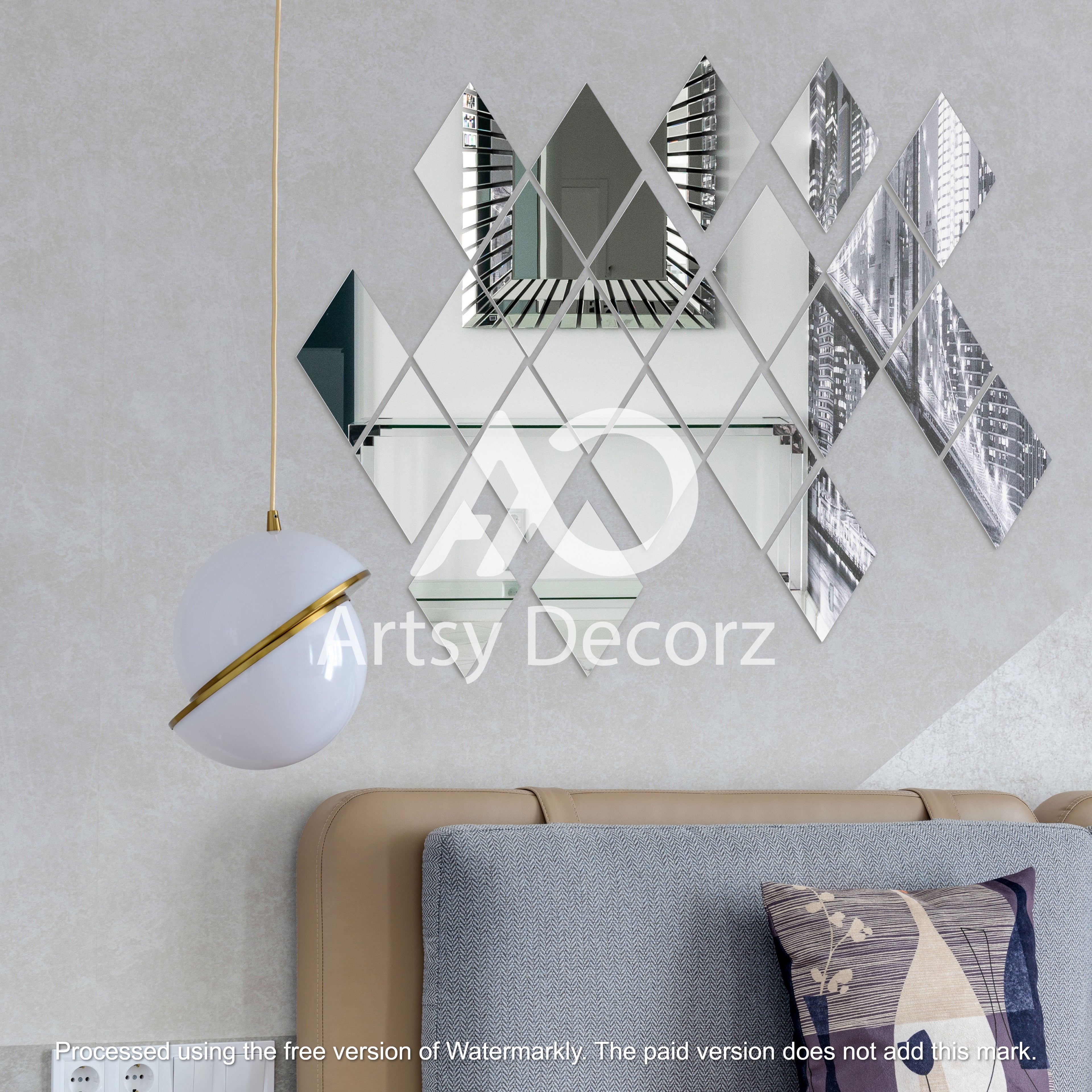 Acrylic Rhombus Mirror Wall Decor Stickers