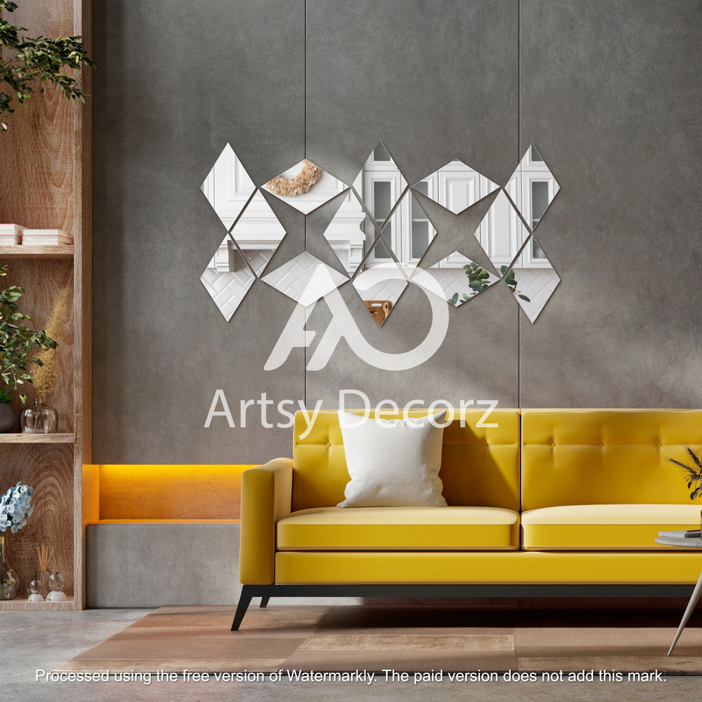 Acrylic Rhombus Mirror Wall Decor Stickers