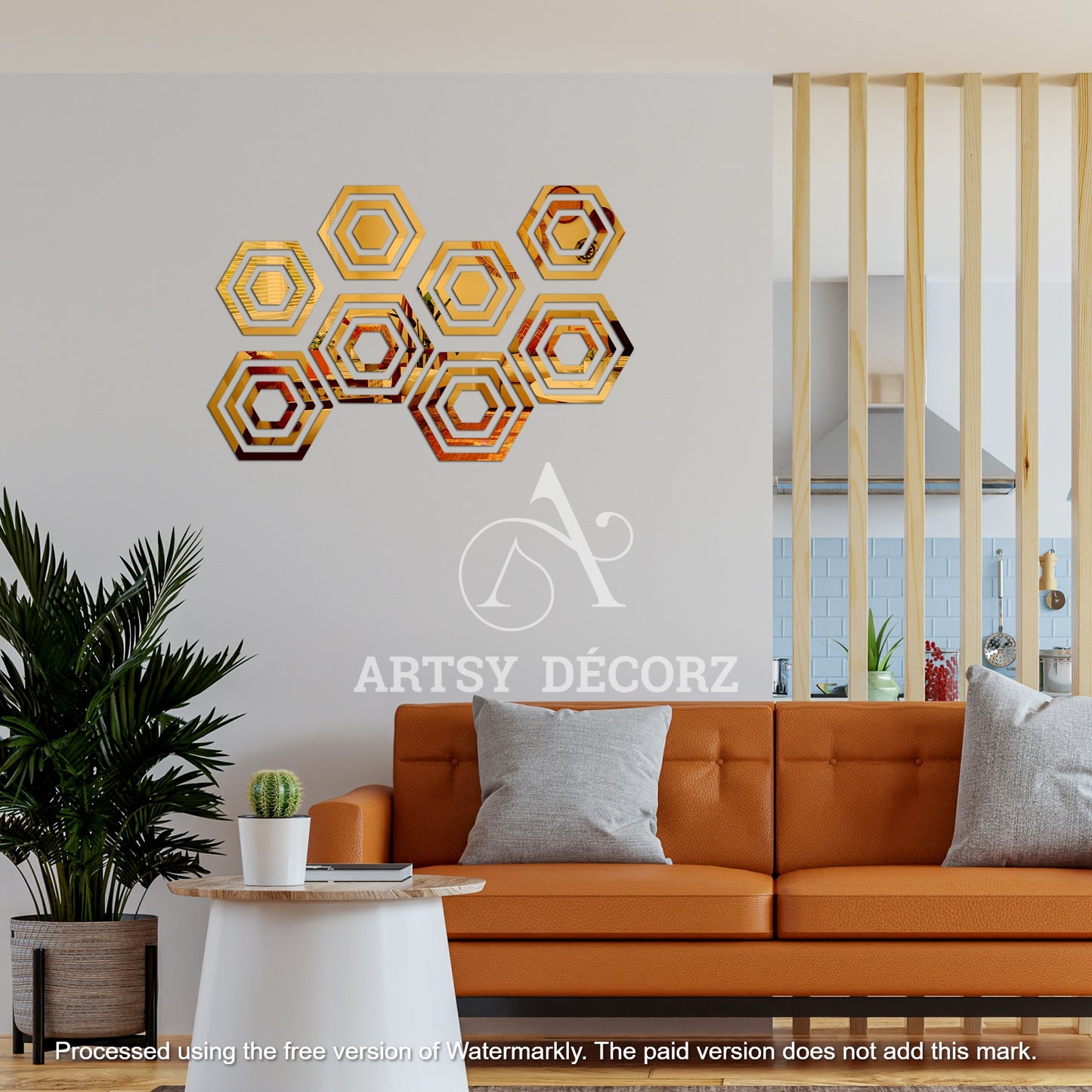 Acrylic Hexagon Rings Mirror Wall Decor Stickers