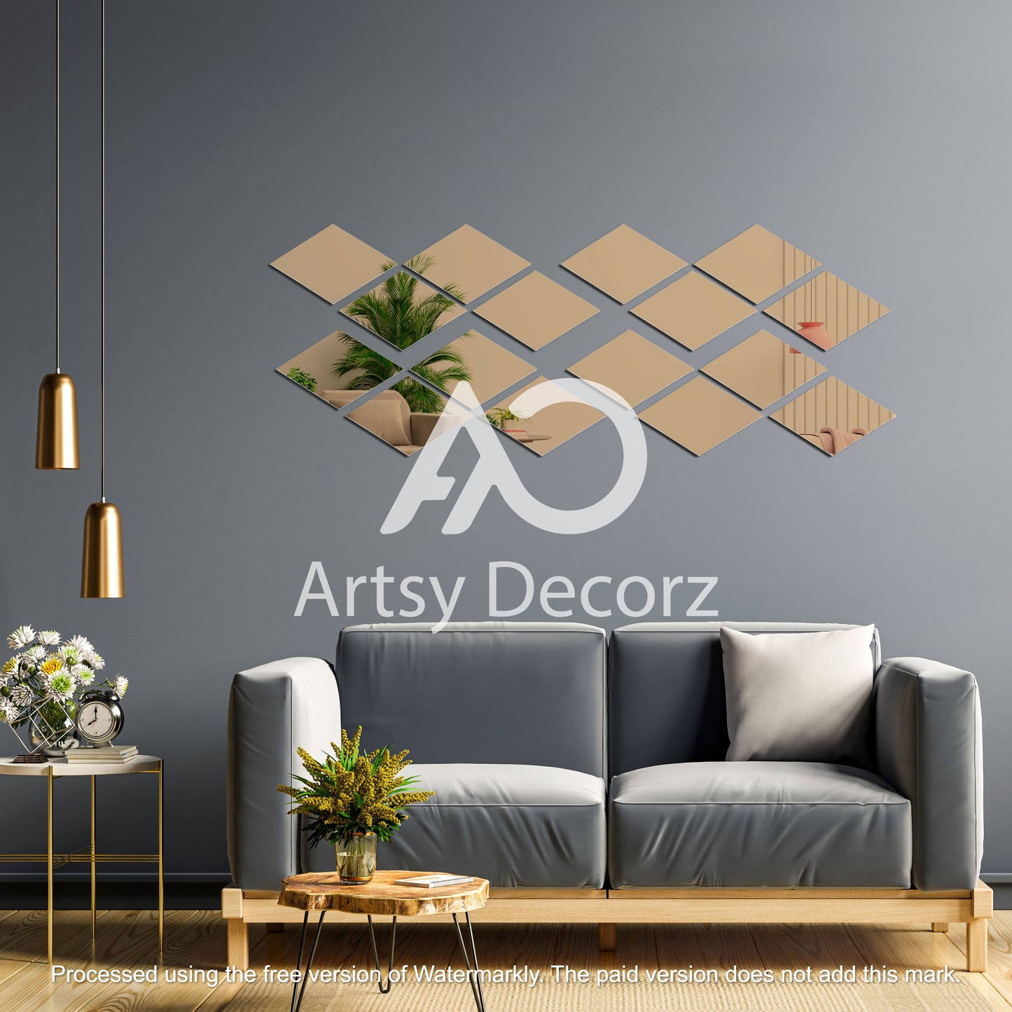Acrylic Rhombus Mirror Wall Decor Stickers