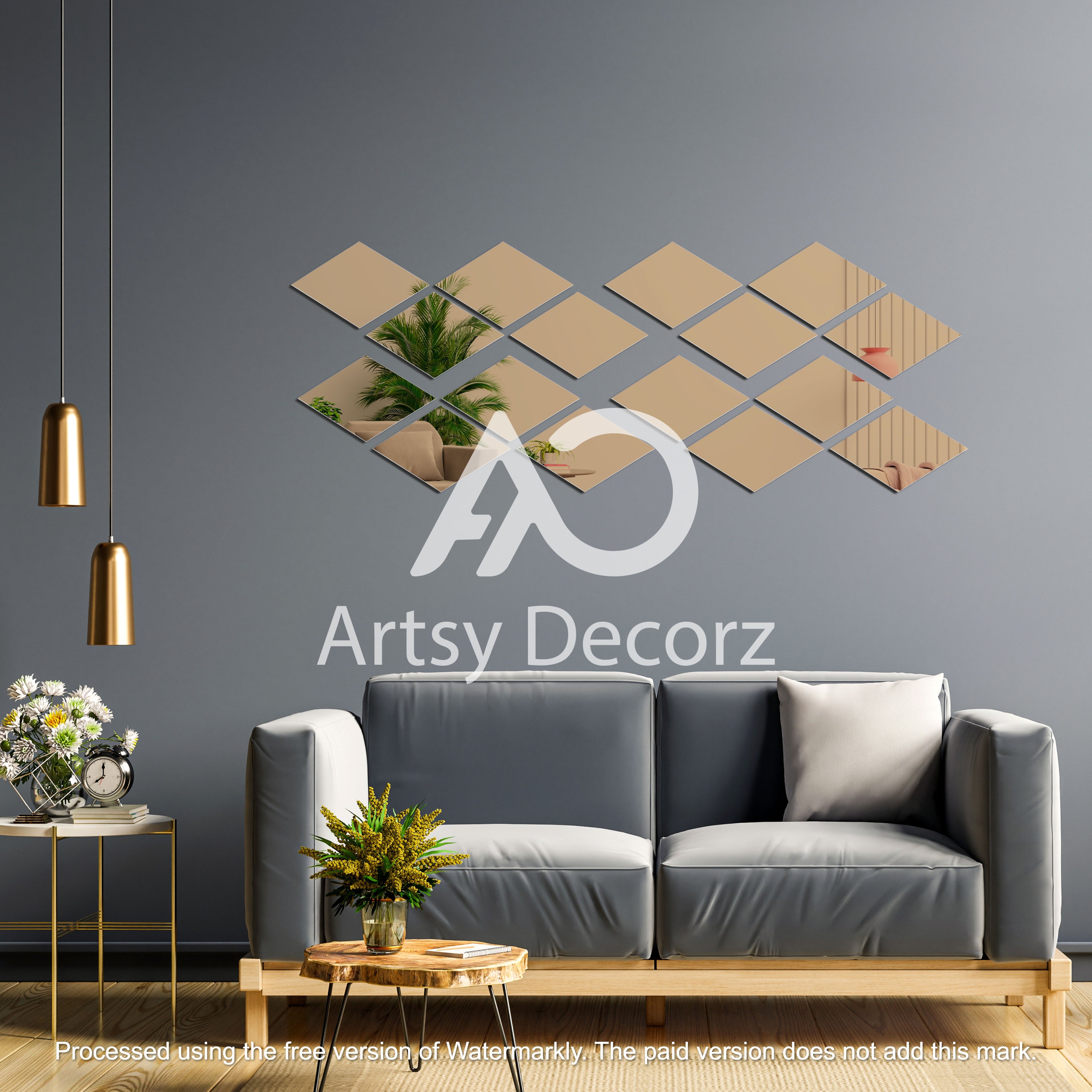 Acrylic Rhombus Mirror Wall Decor Stickers