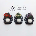 3 MDF Black Wall Shelves with 3 FREE Artificial Plants