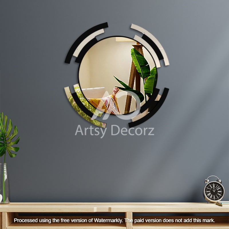 Premium Silver & Black Line Mirror Wall Decor