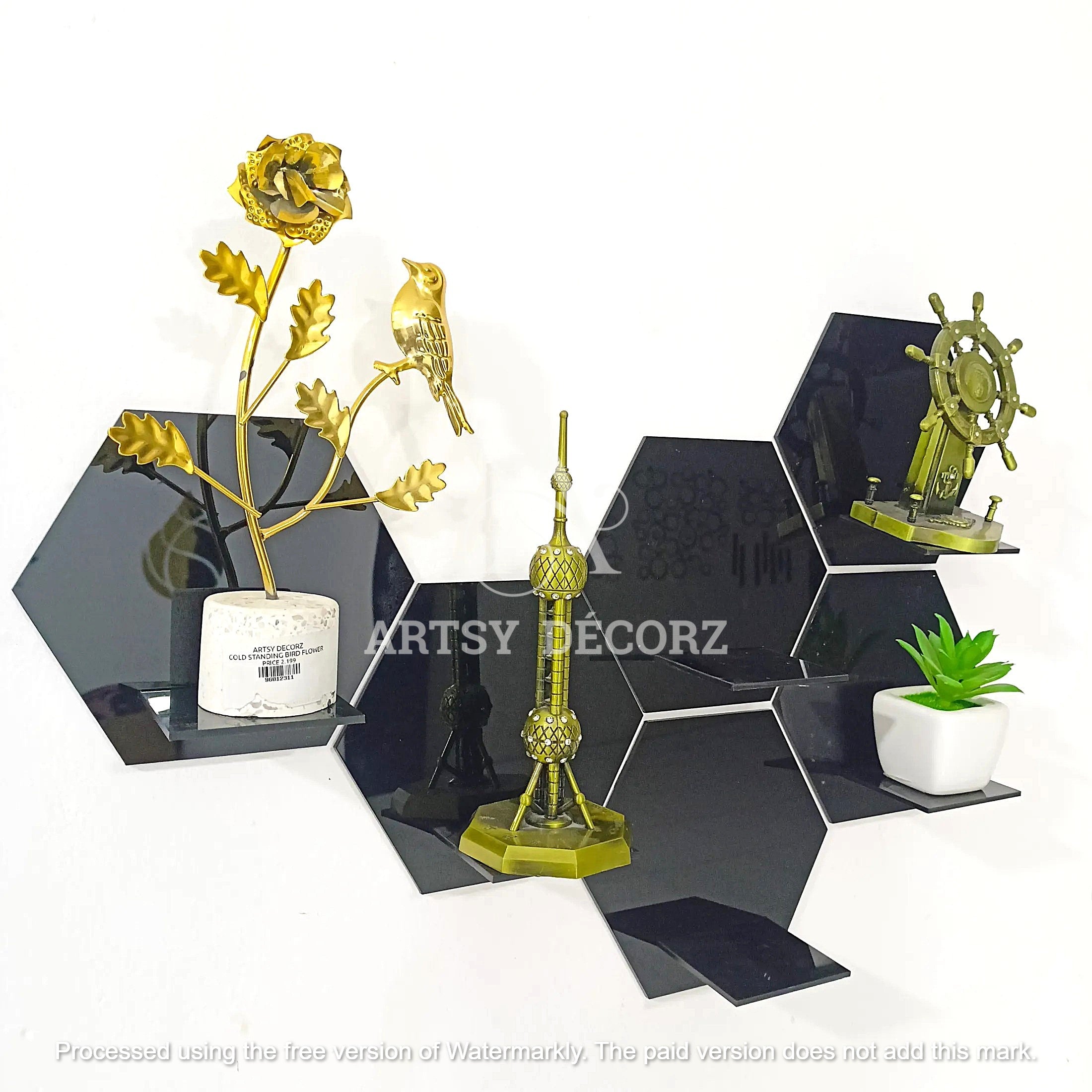 Acrylic Hexagon Wall Shelves