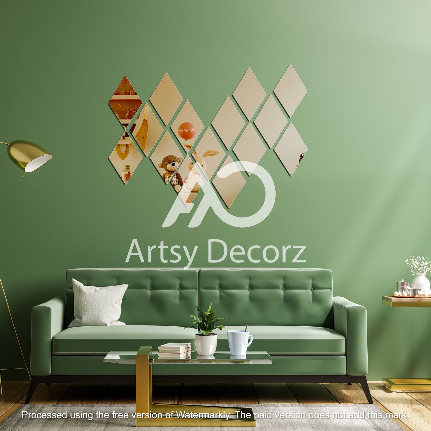 Acrylic Rhombus Mirror Wall Decor Stickers