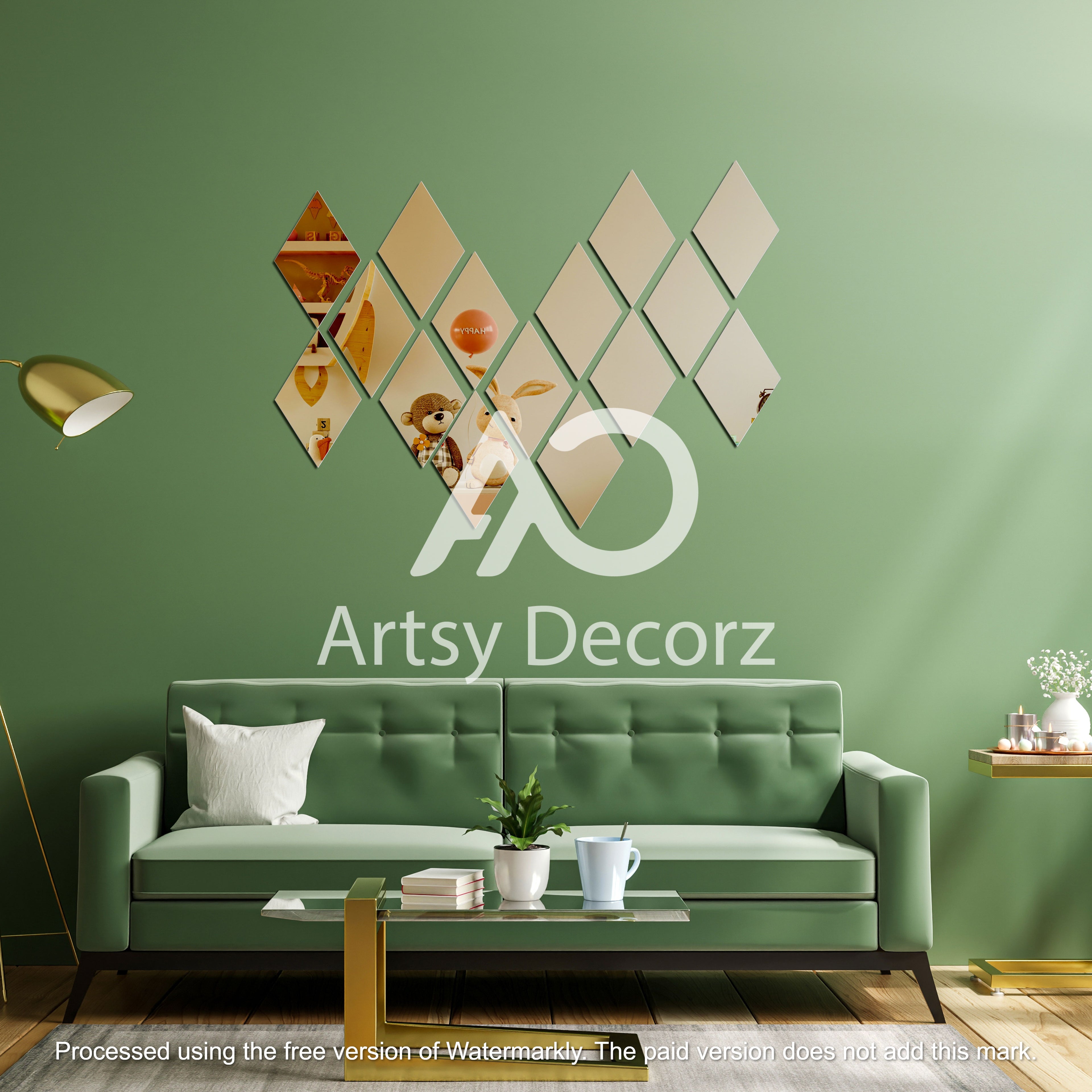 Acrylic Rhombus Mirror Wall Decor Stickers