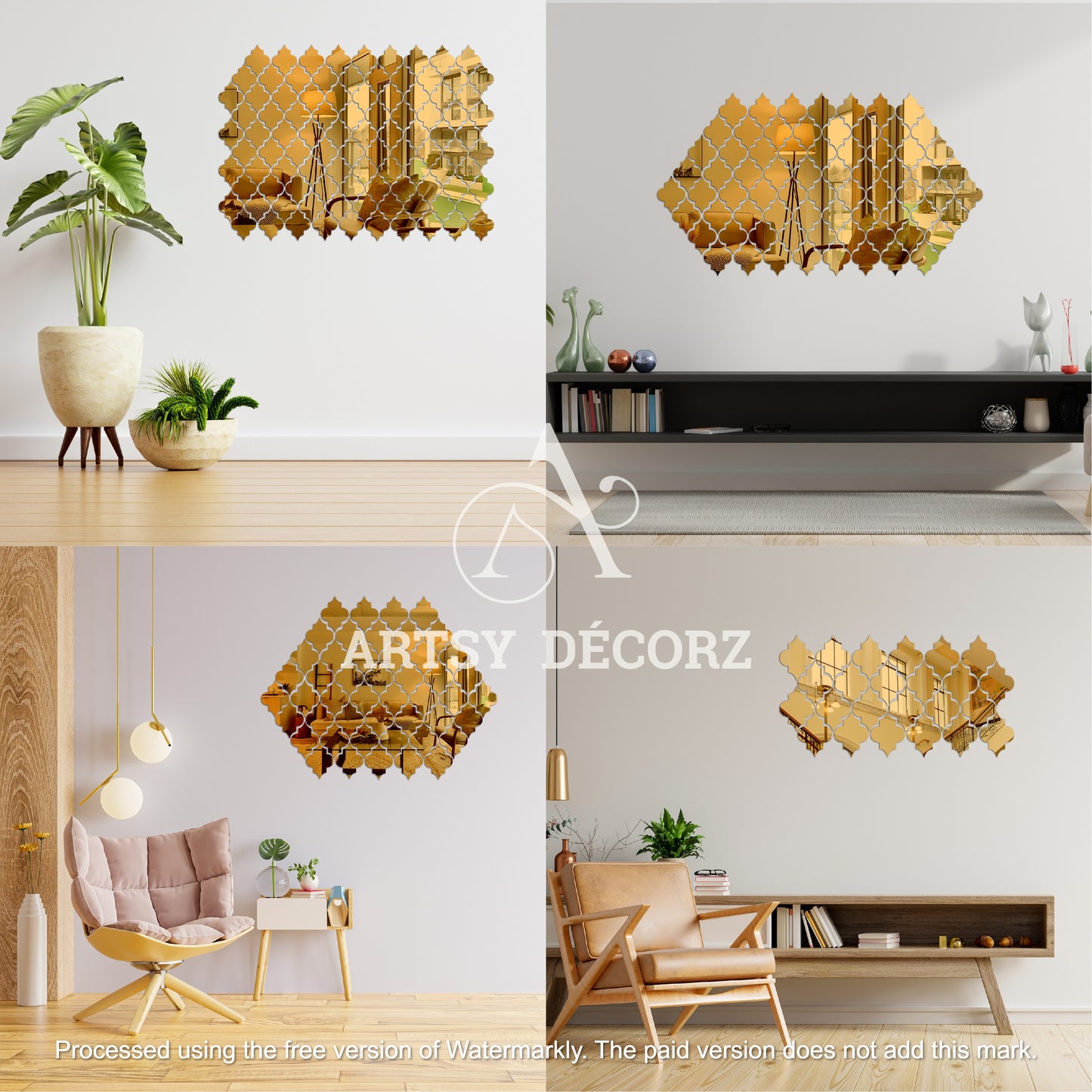 Acrylic Diamond Clover Mirror Wall Decor Stickers