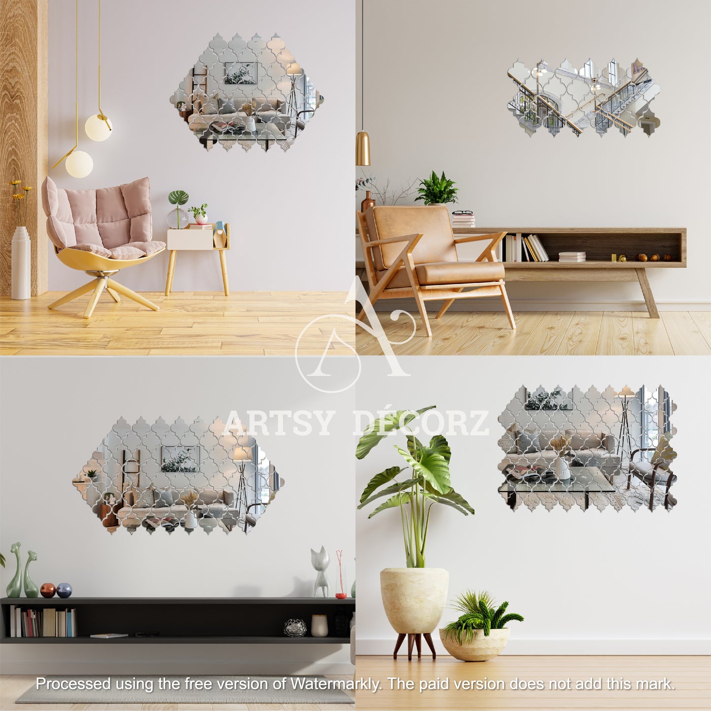 Acrylic Diamond Clover Mirror Wall Decor Stickers