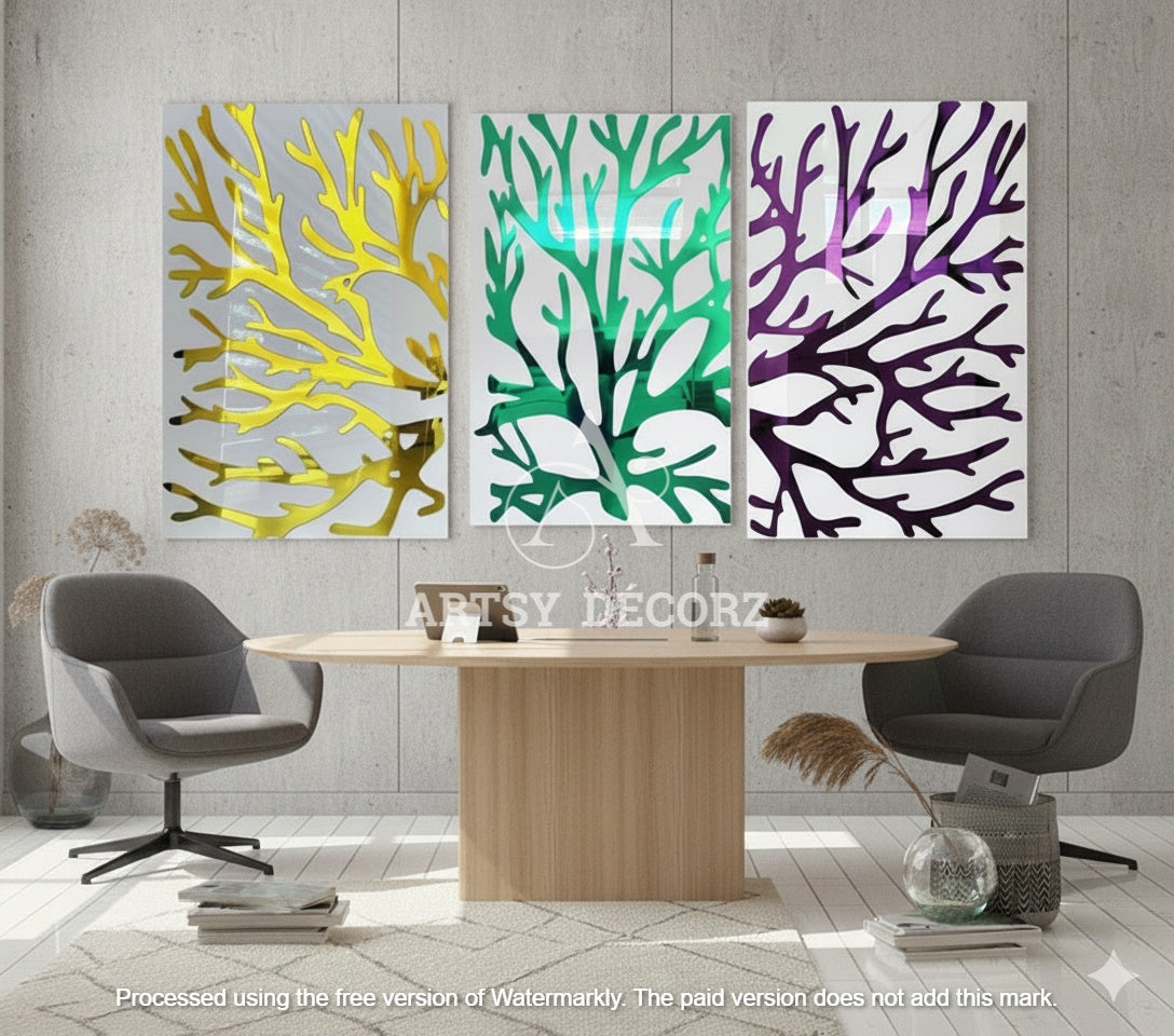 Mirrored Acrylic Tree Wall Art: Modern Abstract Decor