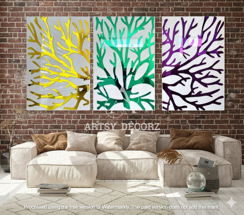 Mirrored Acrylic Tree Wall Art: Modern Abstract Decor