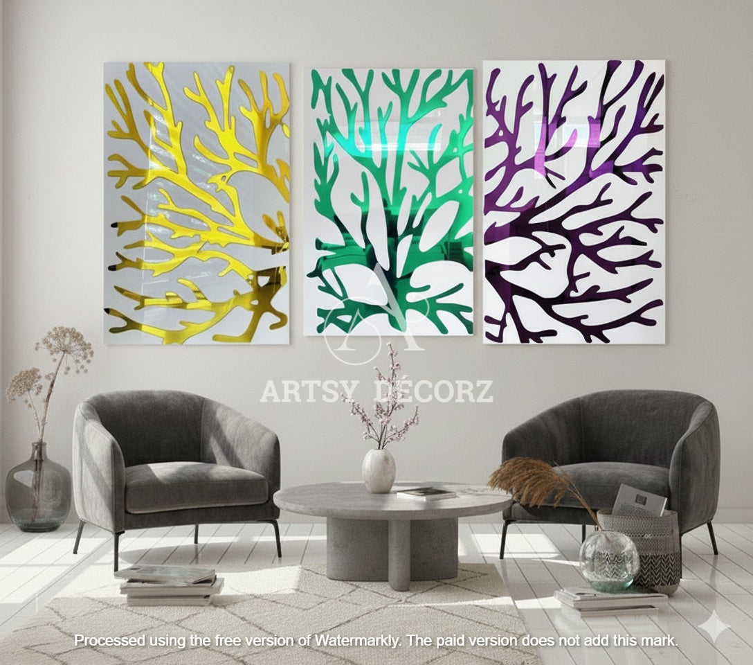 Mirrored Acrylic Tree Wall Art: Modern Abstract Decor