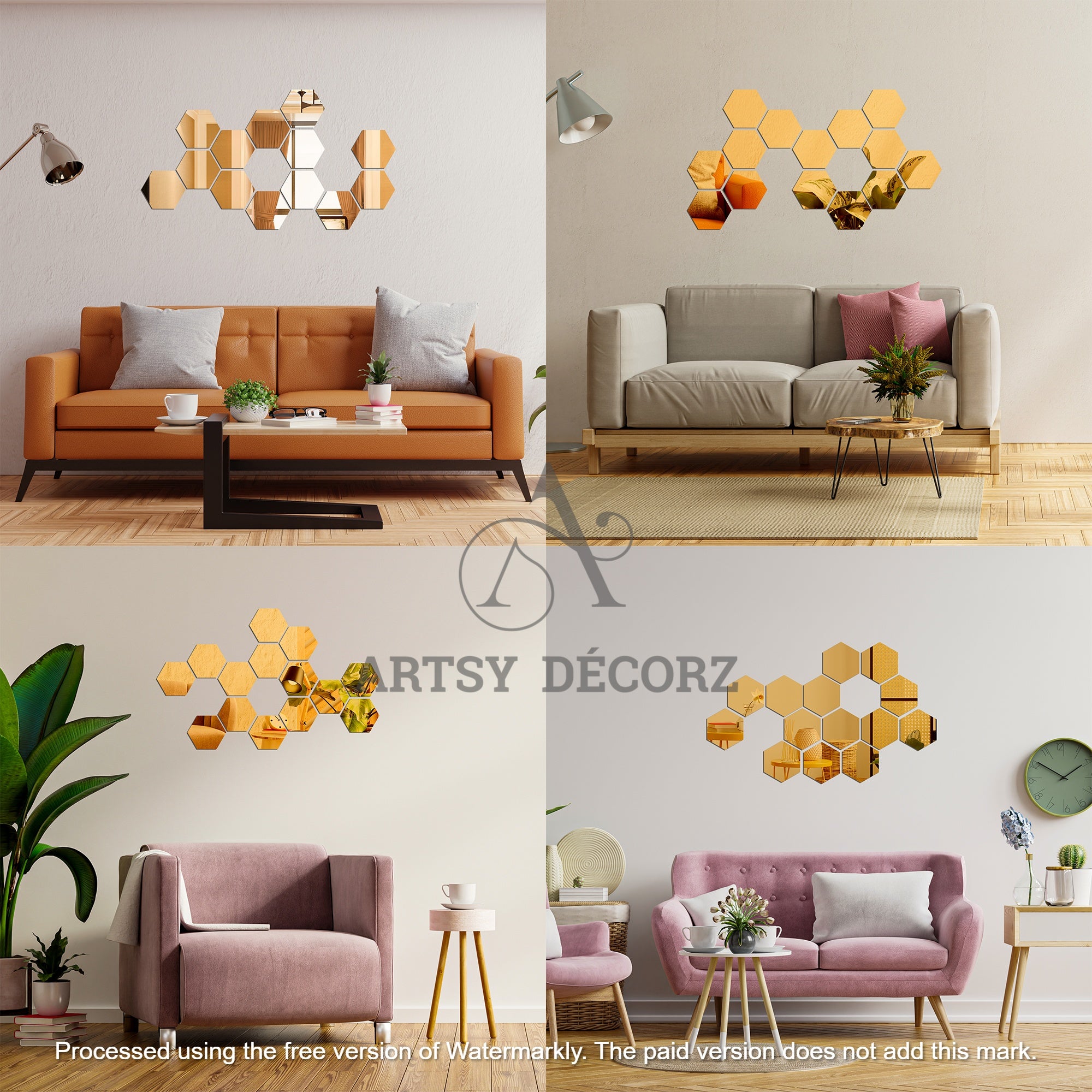 Acrylic Hexagon Mirror Wall Decor Stickers