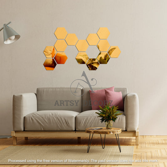 Acrylic Hexagon Mirror Wall Decor Stickers