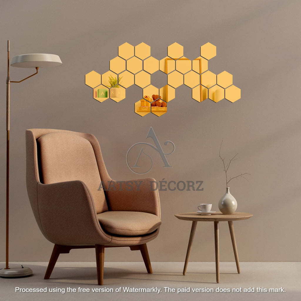 Acrylic Hexagon Mirror Wall Decor Stickers
