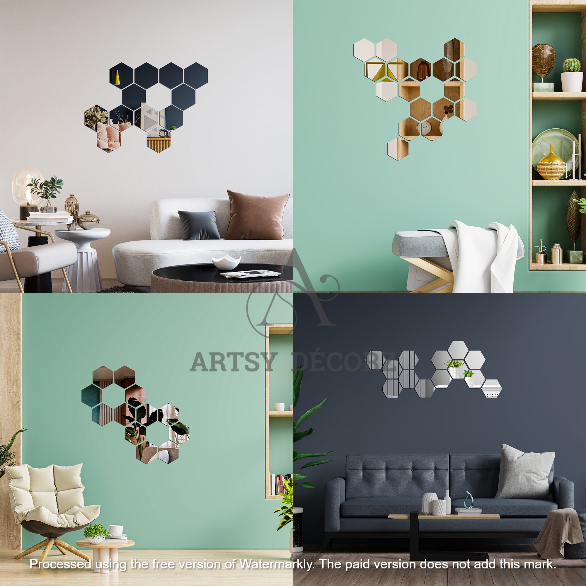 Acrylic Hexagon Mirror Wall Decor Stickers
