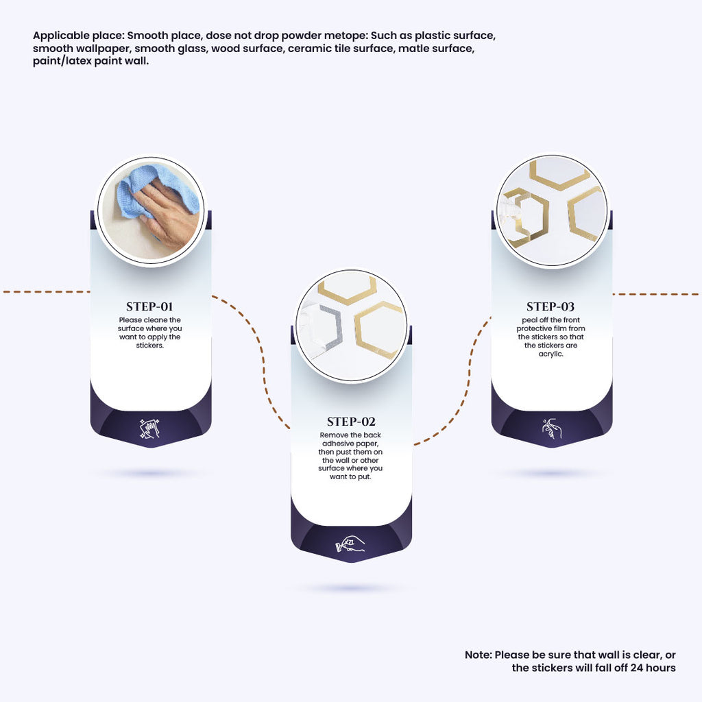 Acrylic Hexagon Rings Mirror Wall Decor Stickers