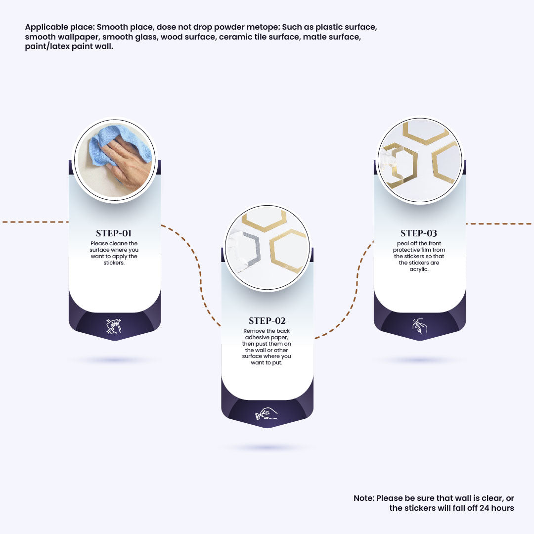 Acrylic Hexagon Rings Mirror Wall Decor Stickers