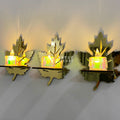 Acrylic Golden Mirror Leaves Shelves + Candles Light Wall Decor