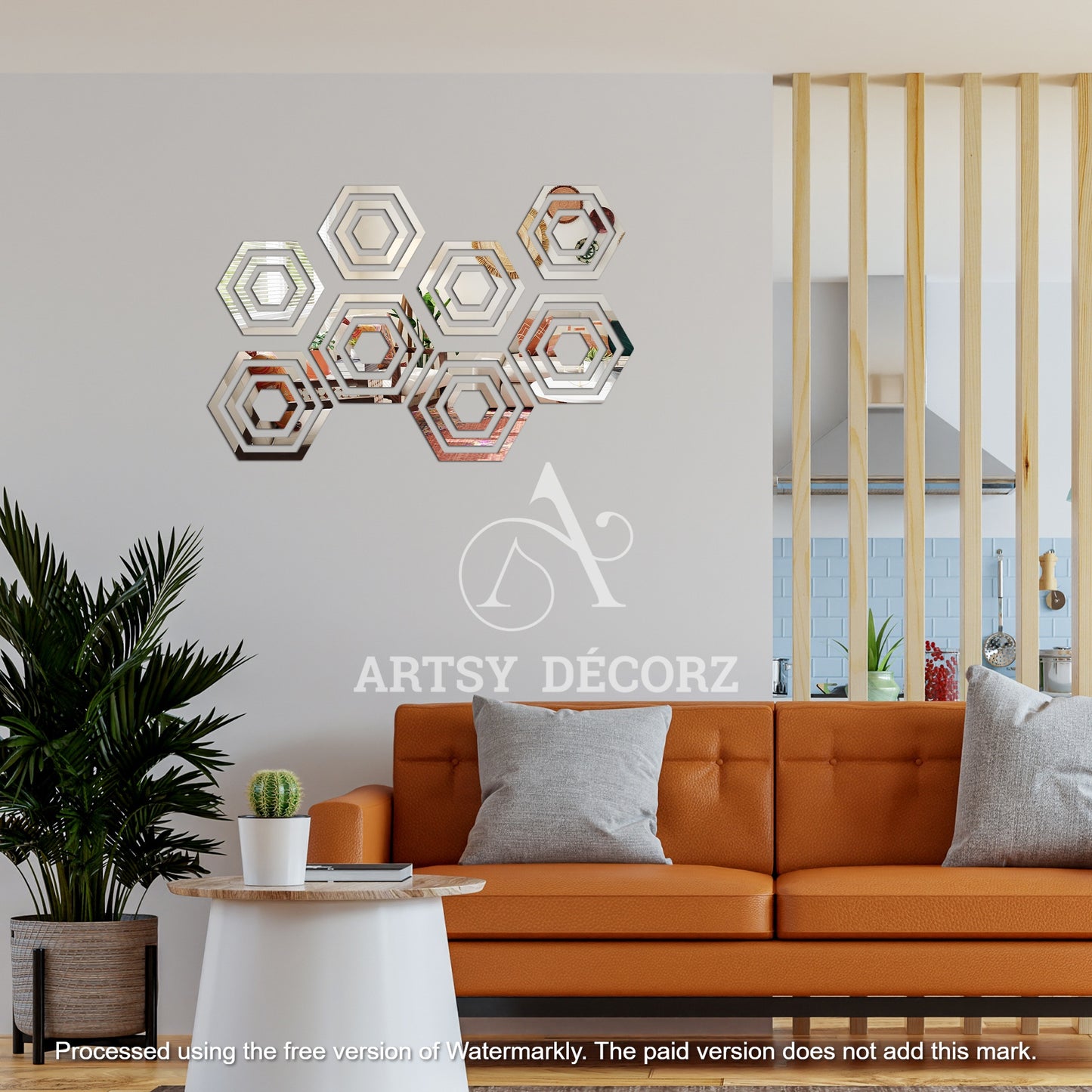 Acrylic Hexagon Rings Mirror Wall Decor Stickers