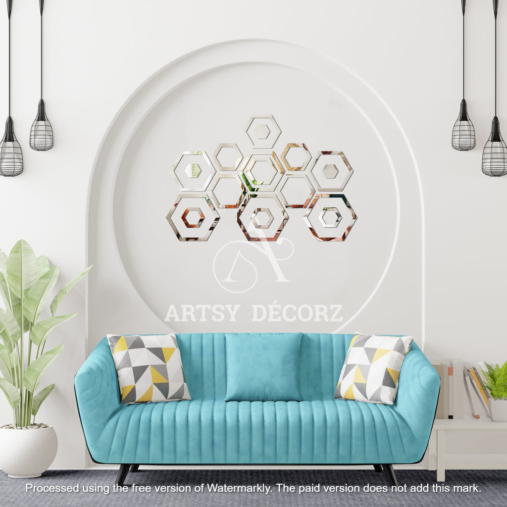 Acrylic Hexagon Rings Mirror Wall Decor Stickers