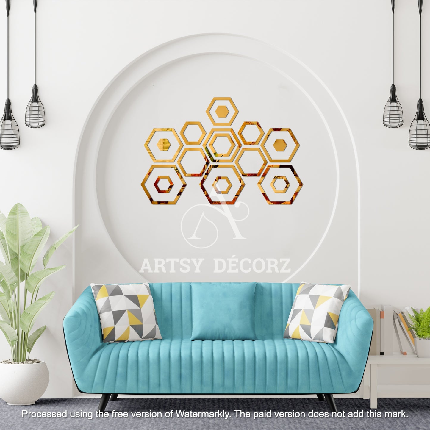 Acrylic Hexagon Rings Mirror Wall Decor Stickers