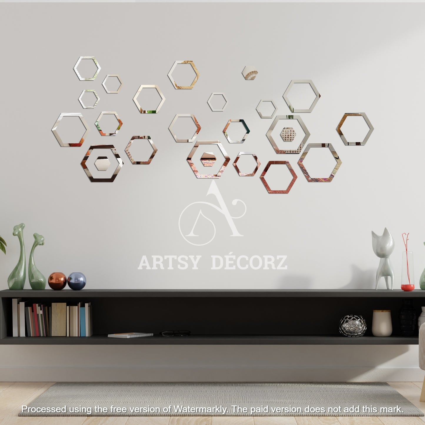 Acrylic Hexagon Rings Mirror Wall Decor Stickers