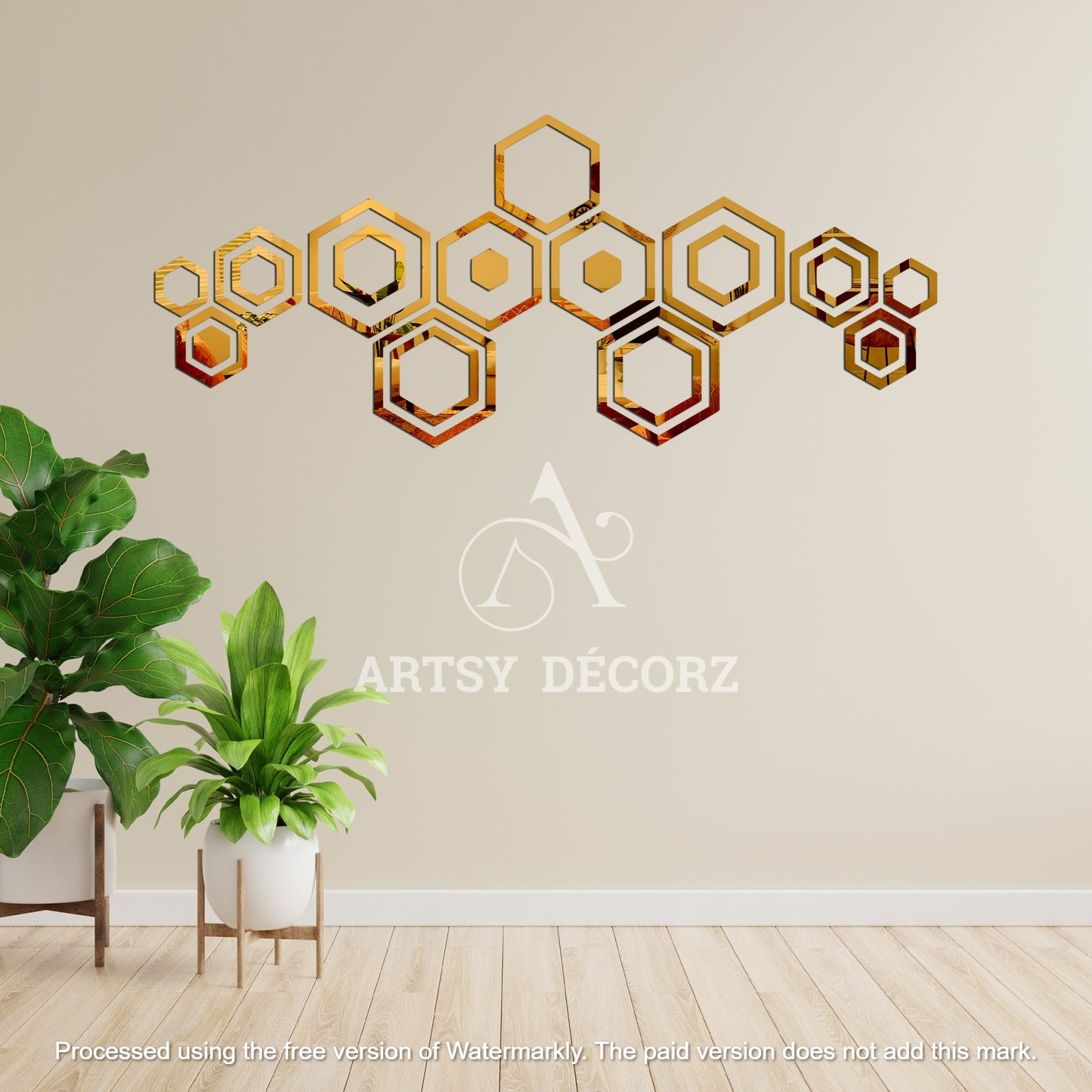 Acrylic Hexagon Rings Mirror Wall Decor Stickers