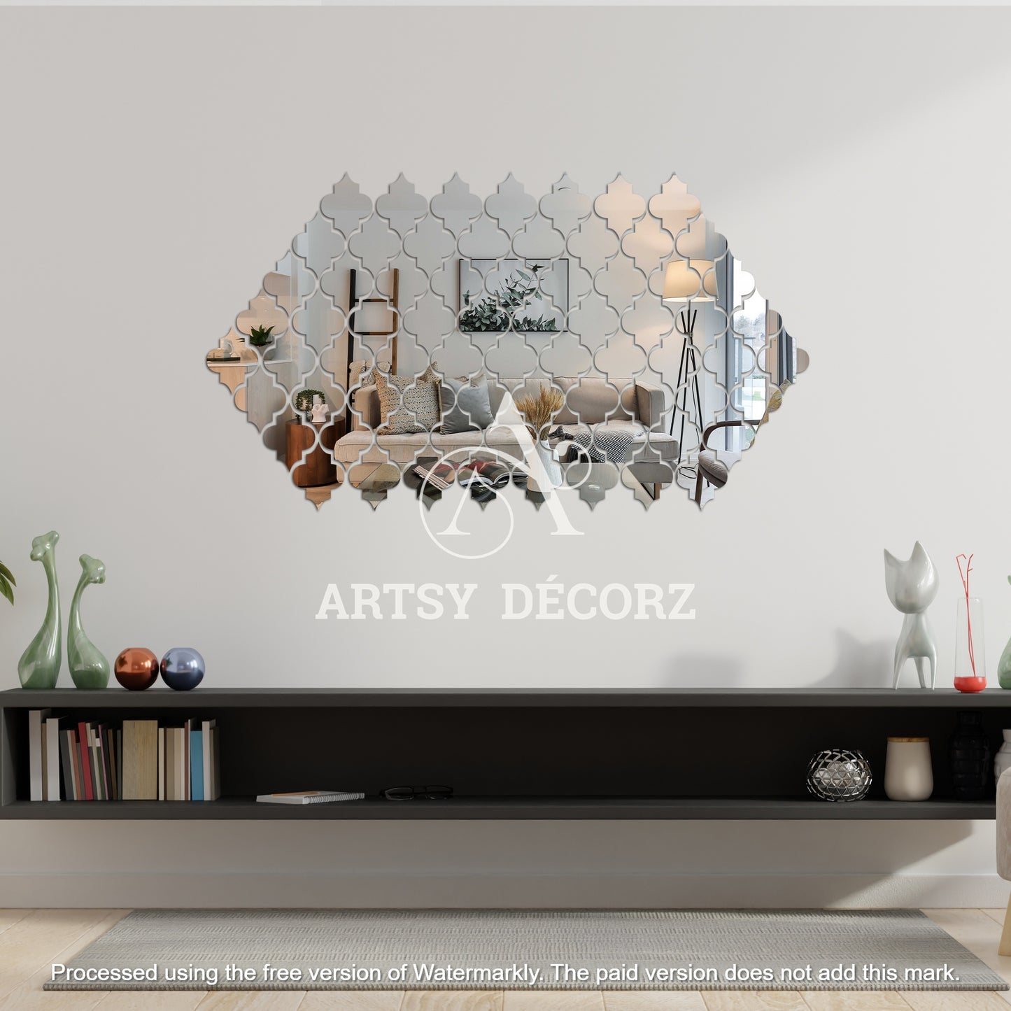 Acrylic Diamond Clover Mirror Wall Decor Stickers