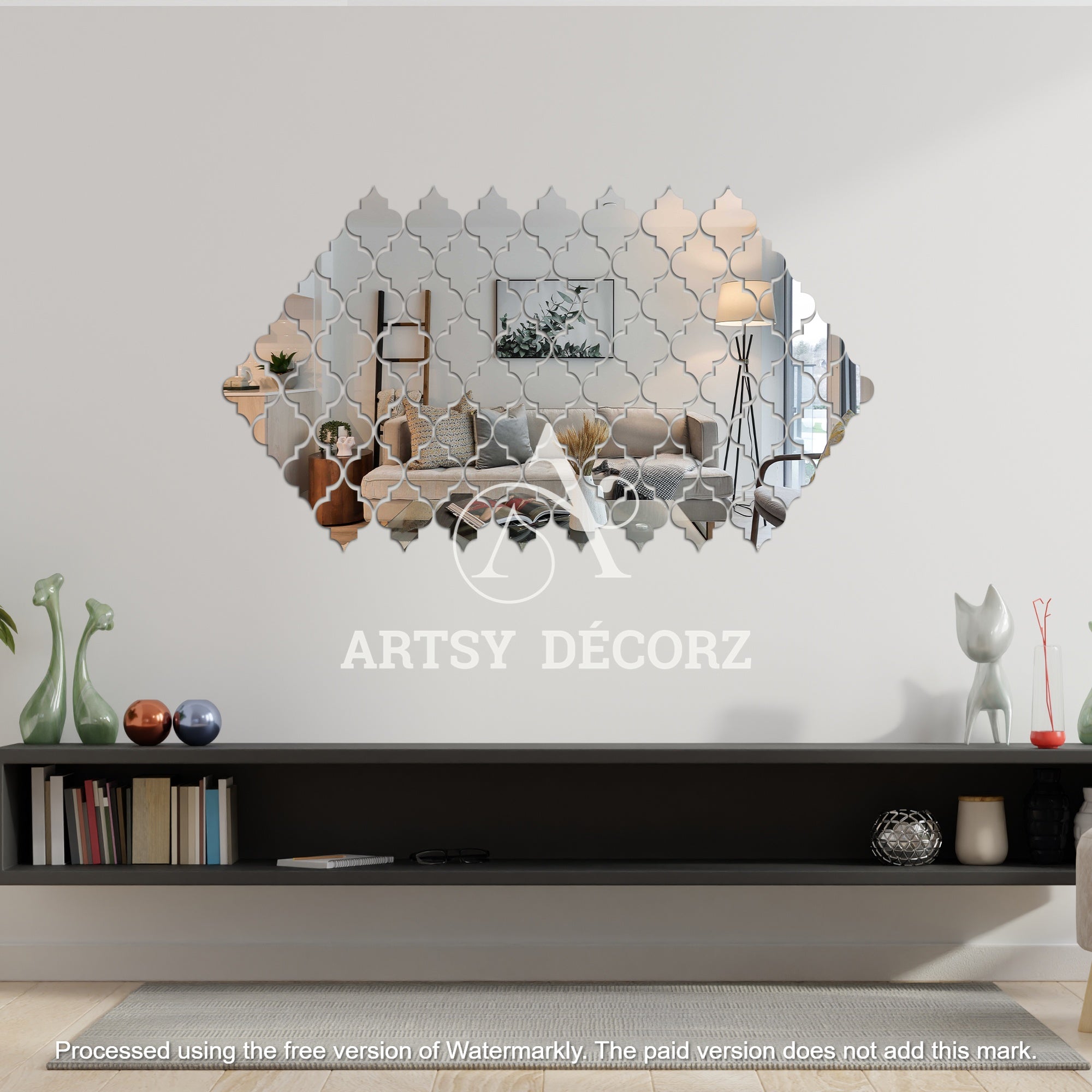Acrylic Diamond Clover Mirror Wall Decor Stickers
