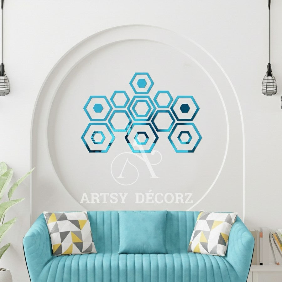 Acrylic Hexagon Rings Mirror Wall Decor Stickers
