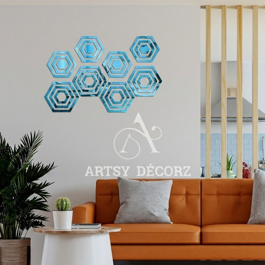 Acrylic Hexagon Rings Mirror Wall Decor Stickers