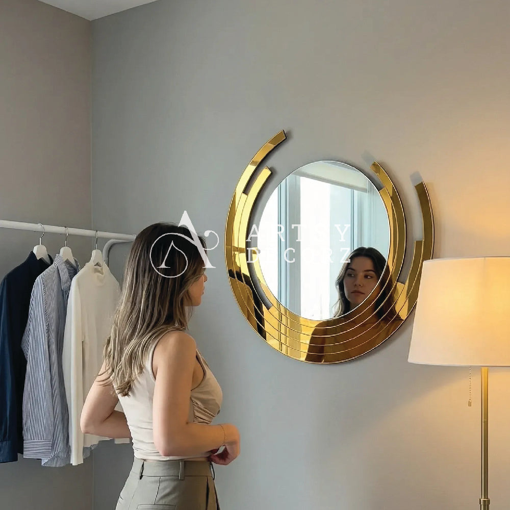 Premium Elegant Round Mirror Wall Decor (2 by 2 Feets)
