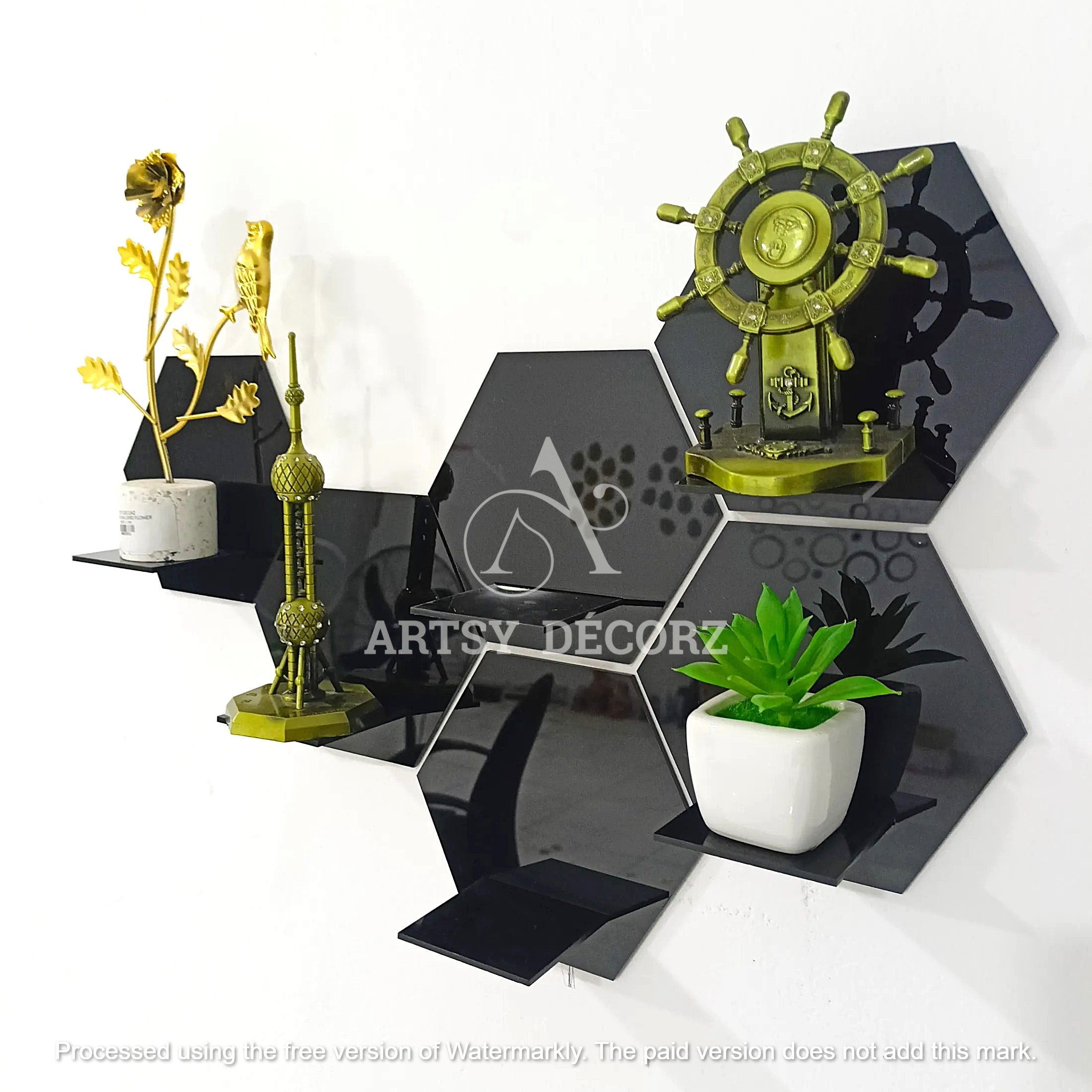 Acrylic Hexagon Wall Shelves