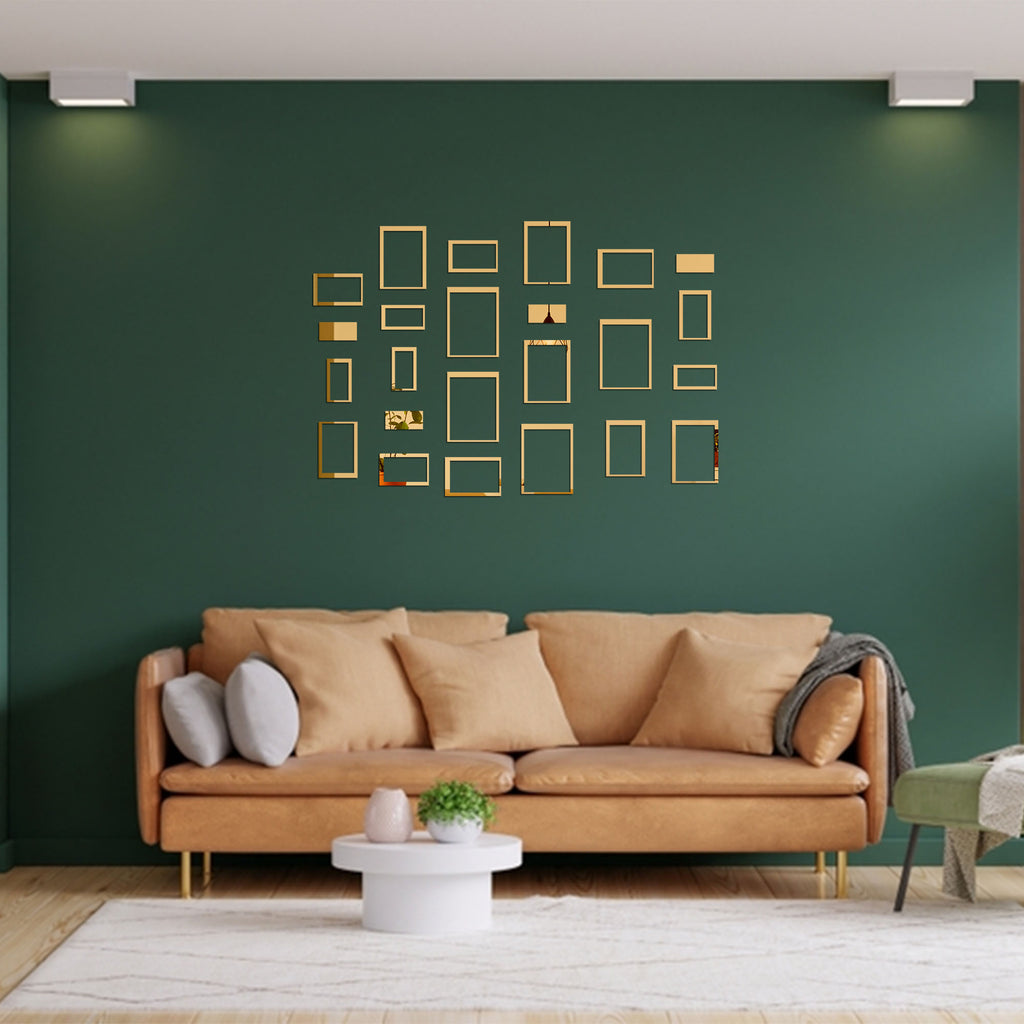 Acrylic Rectangle Rings Mirror Wall Decor Stickers