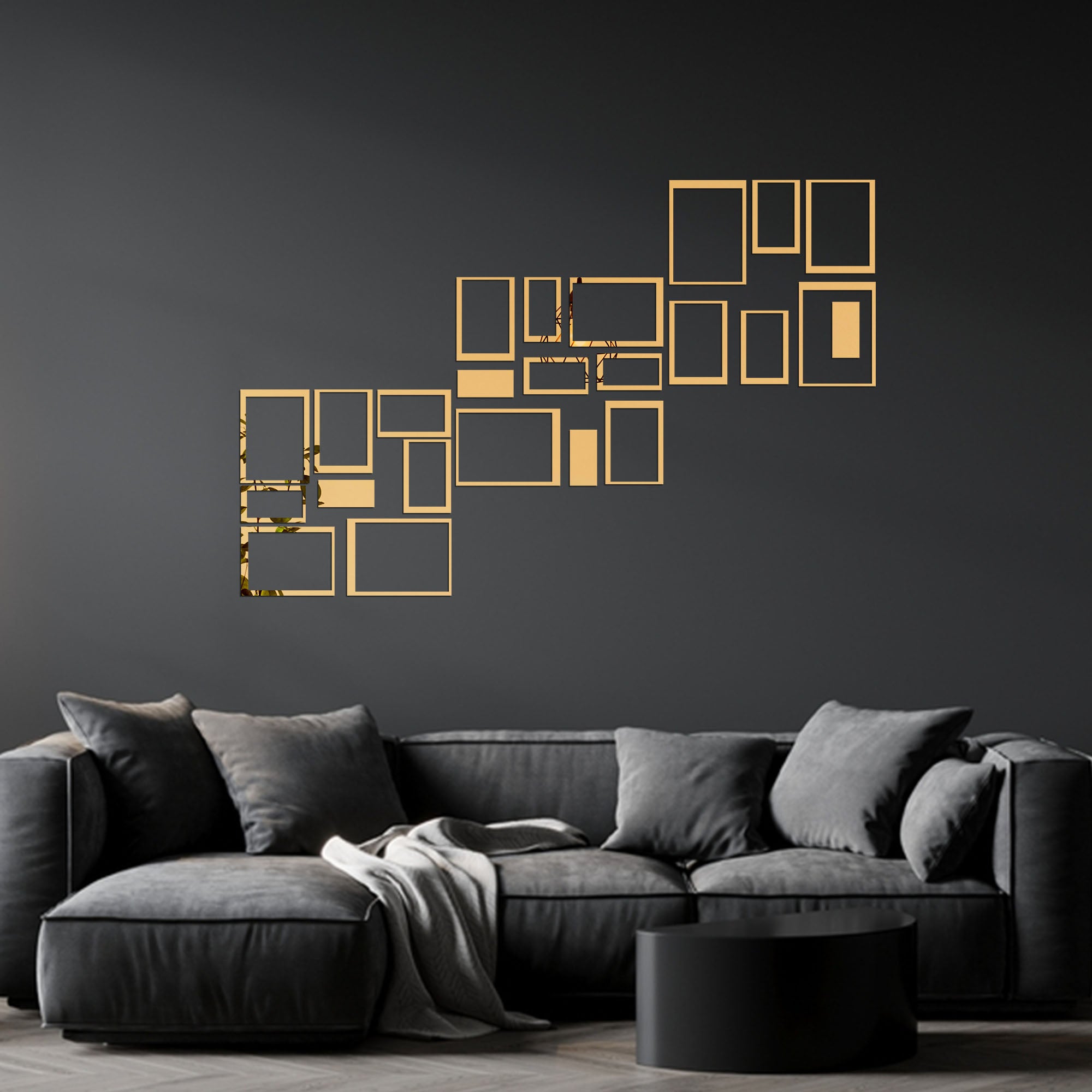 Acrylic Rectangle Rings Mirror Wall Decor Stickers