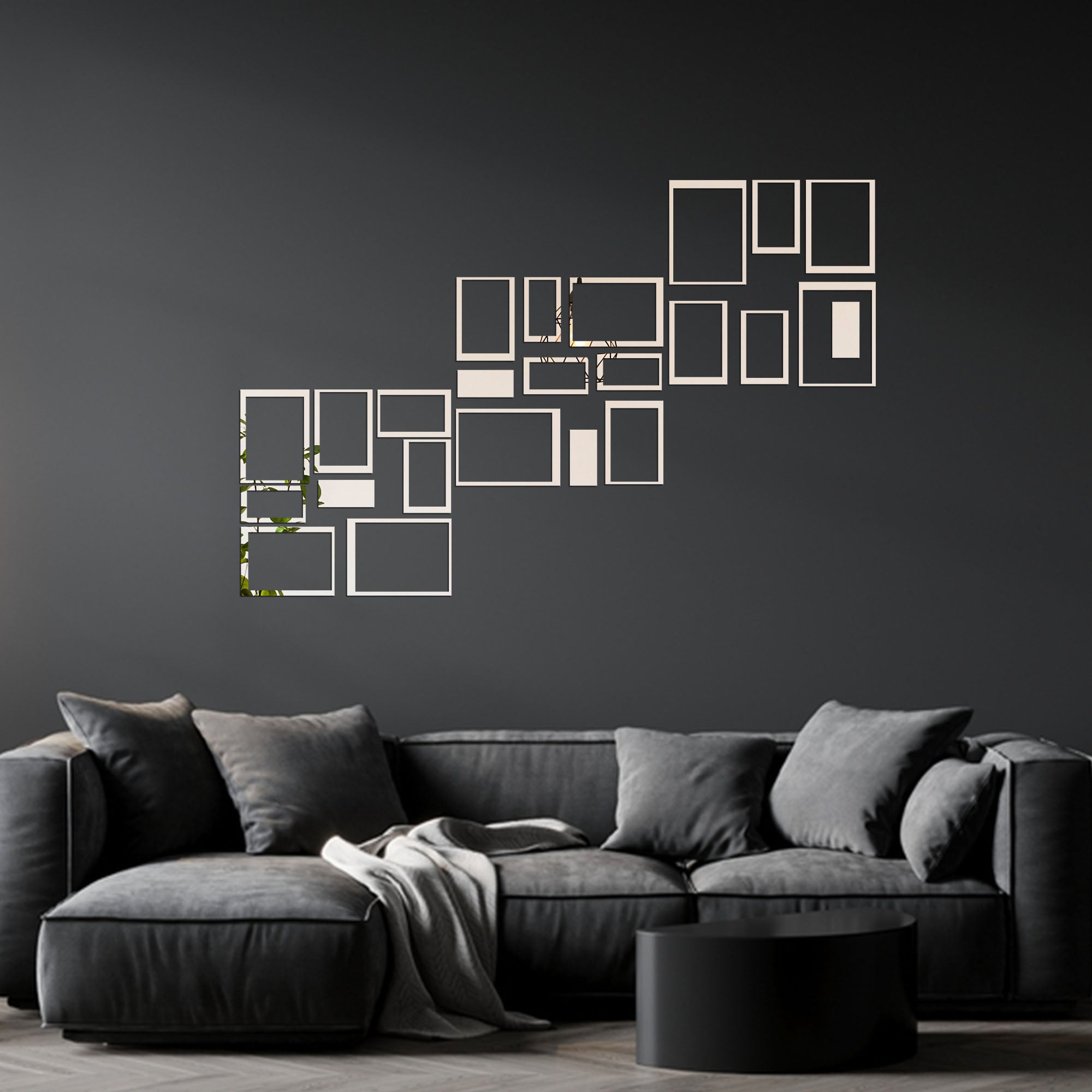 Acrylic Rectangle Rings Mirror Wall Decor Stickers