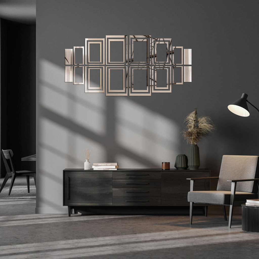 Acrylic Rectangle Rings Mirror Wall Decor Stickers
