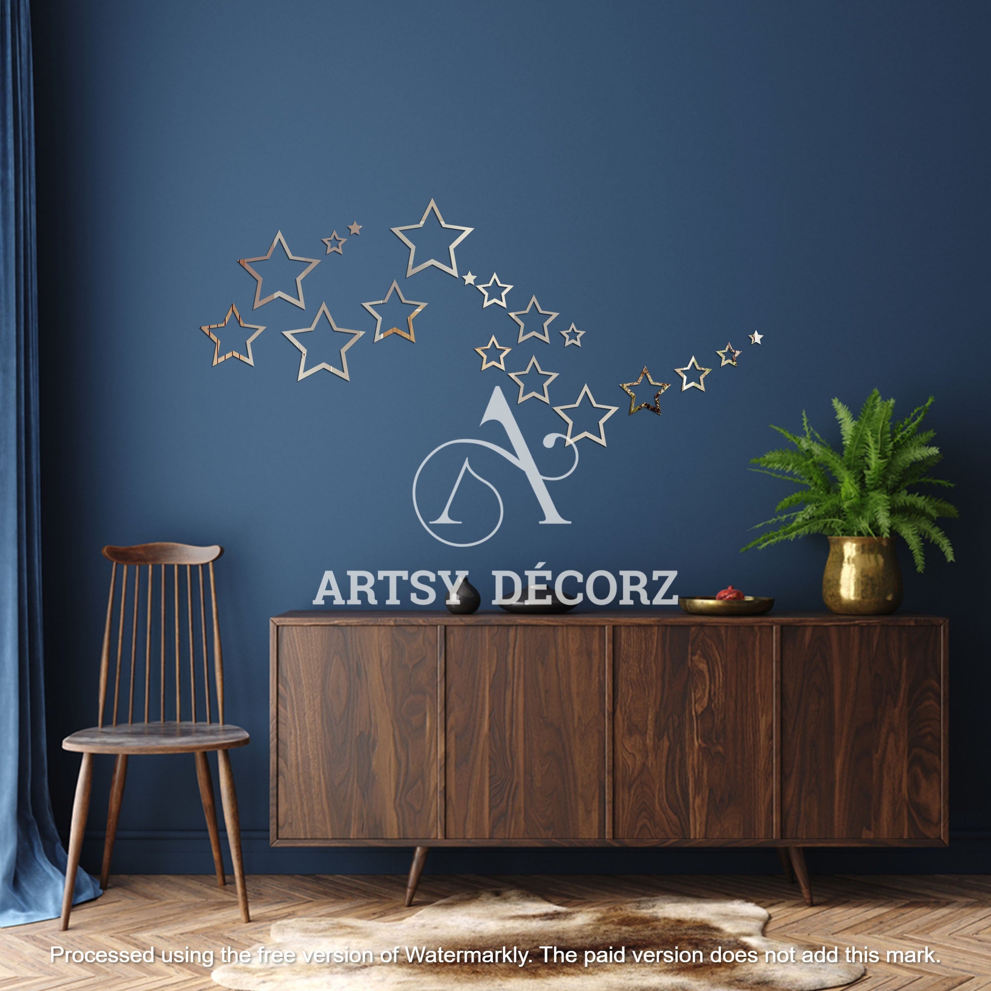 Acrylic Star Rings Mirror Wall Decor Stickers