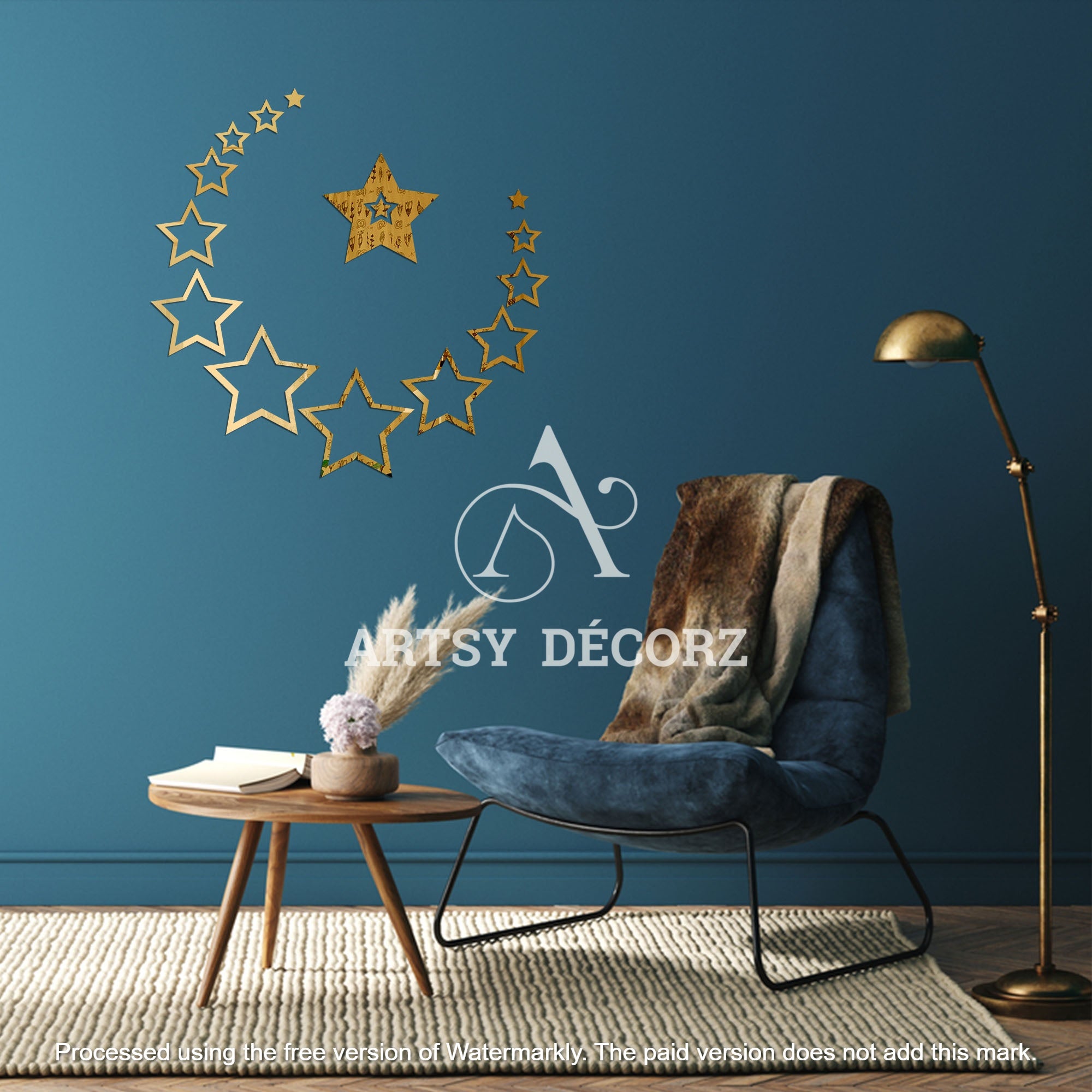 Acrylic Star Rings Mirror Wall Decor Stickers