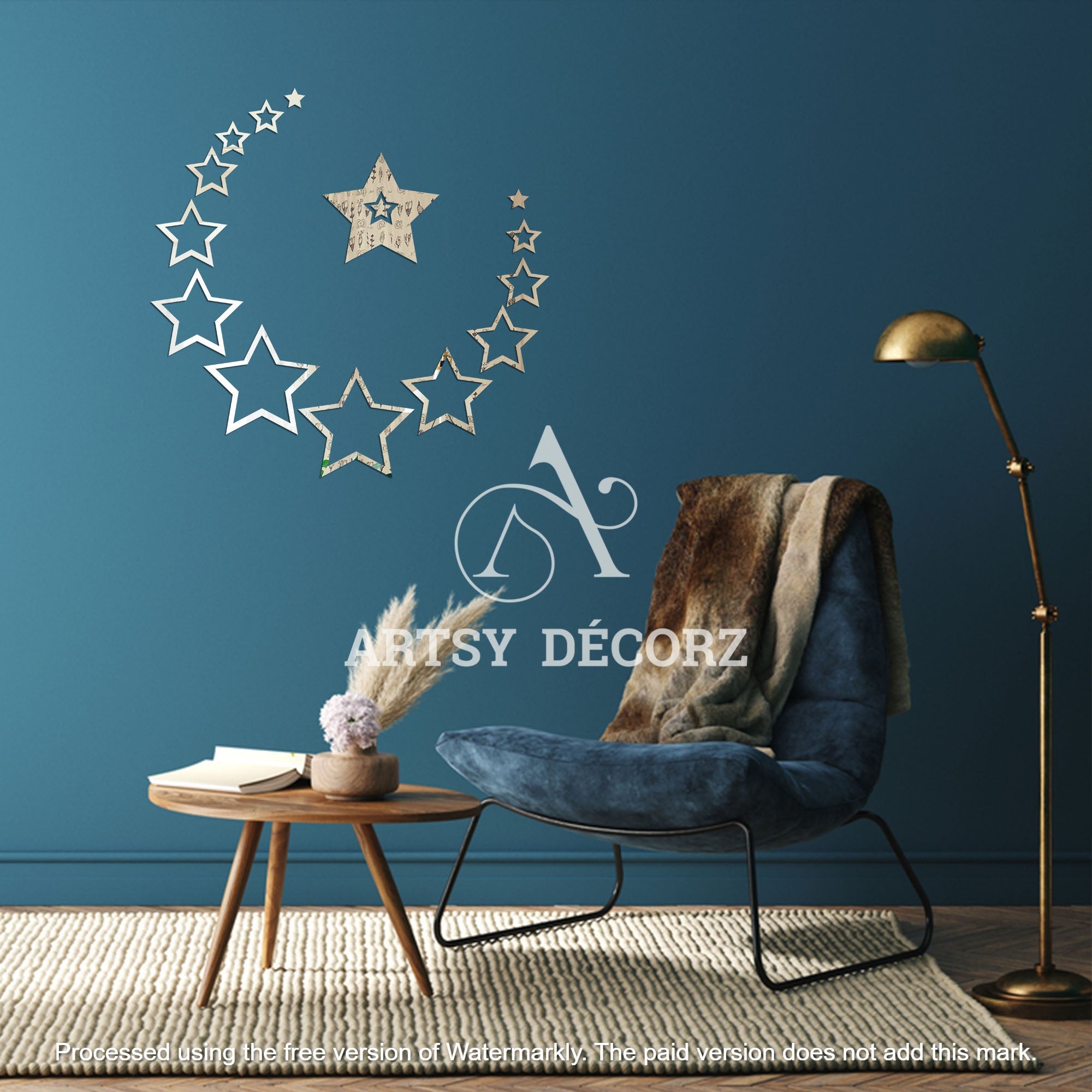 Acrylic Star Rings Mirror Wall Decor Stickers