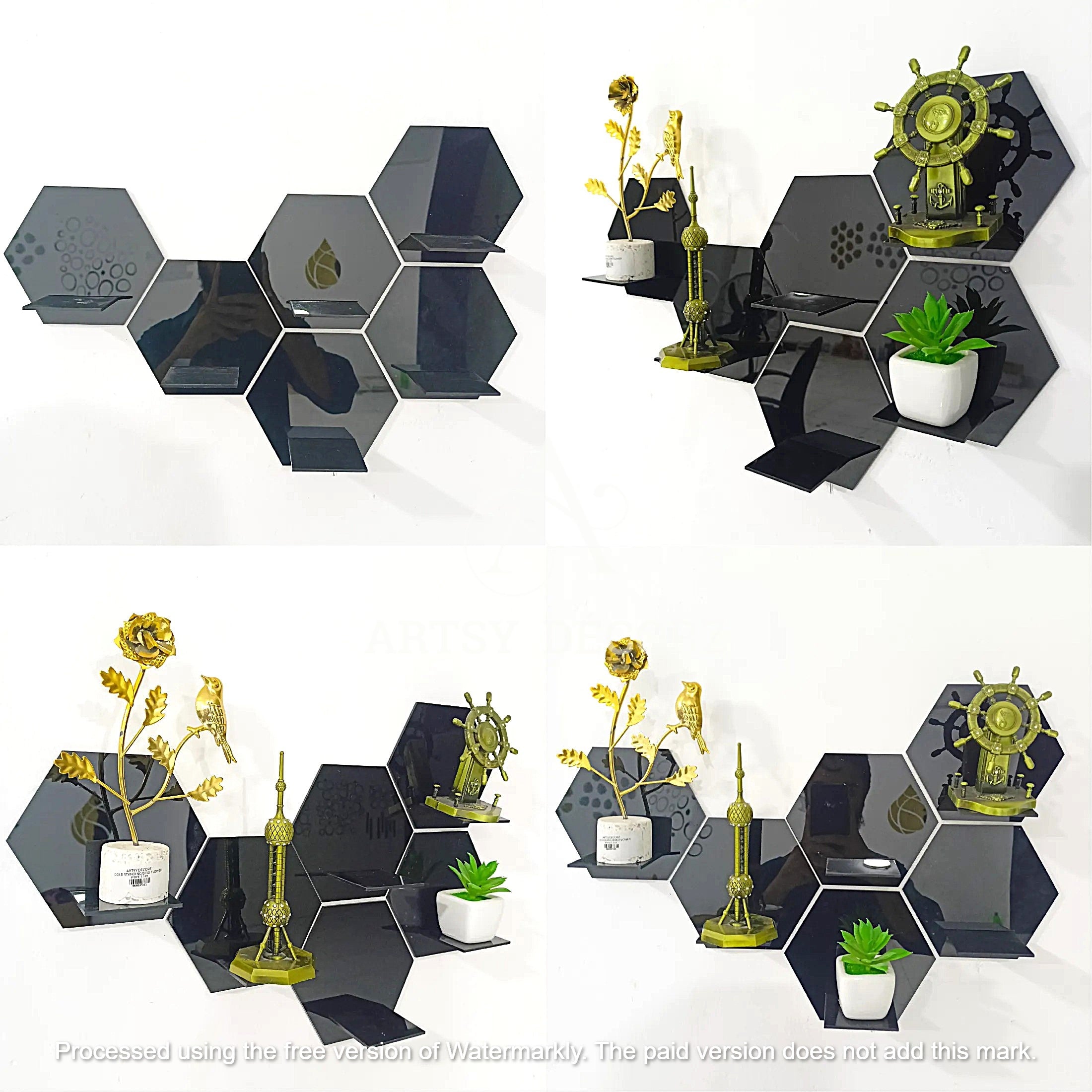 Acrylic Hexagon Wall Shelves