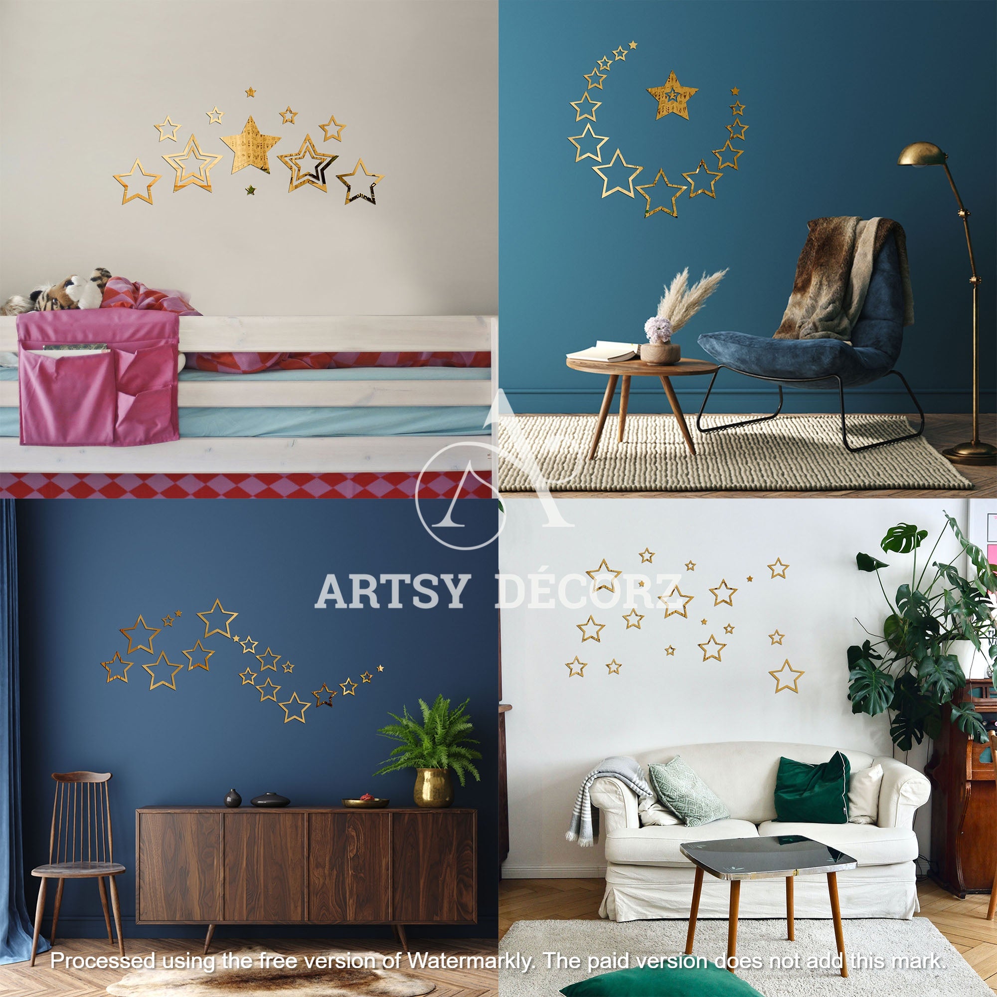 Acrylic Star Rings Mirror Wall Decor Stickers