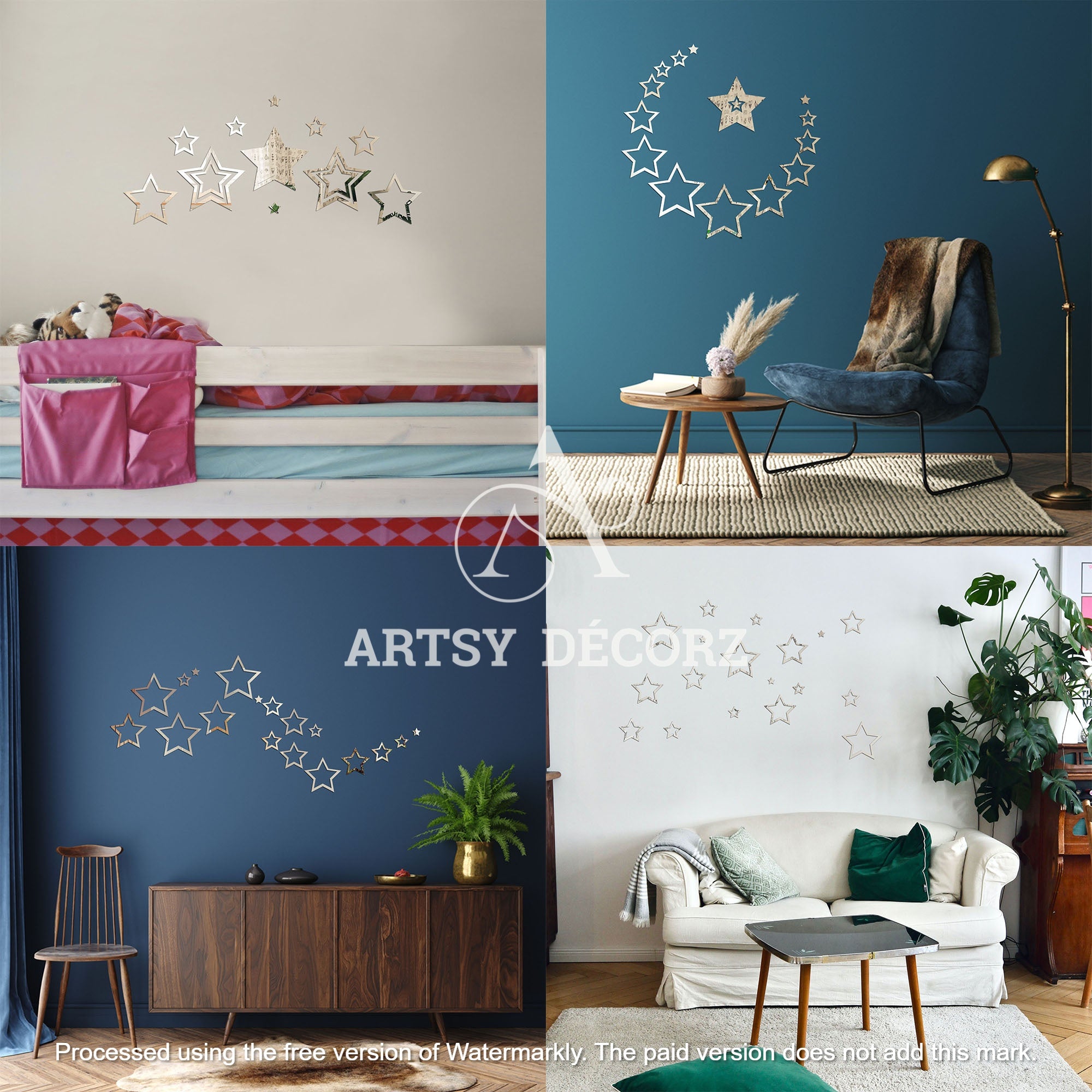 Acrylic Star Rings Mirror Wall Decor Stickers